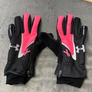 Under Armour Gloves Womens OS Black Pink Power In Pink Awareness Ribbon 1212733